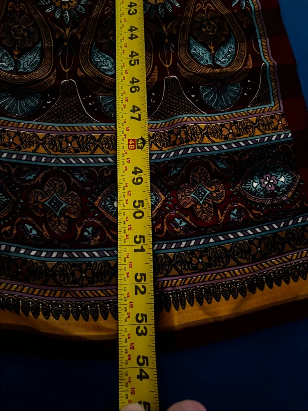 Silk Paisley Pattern Scarf in Burgundy, Teal & Gold